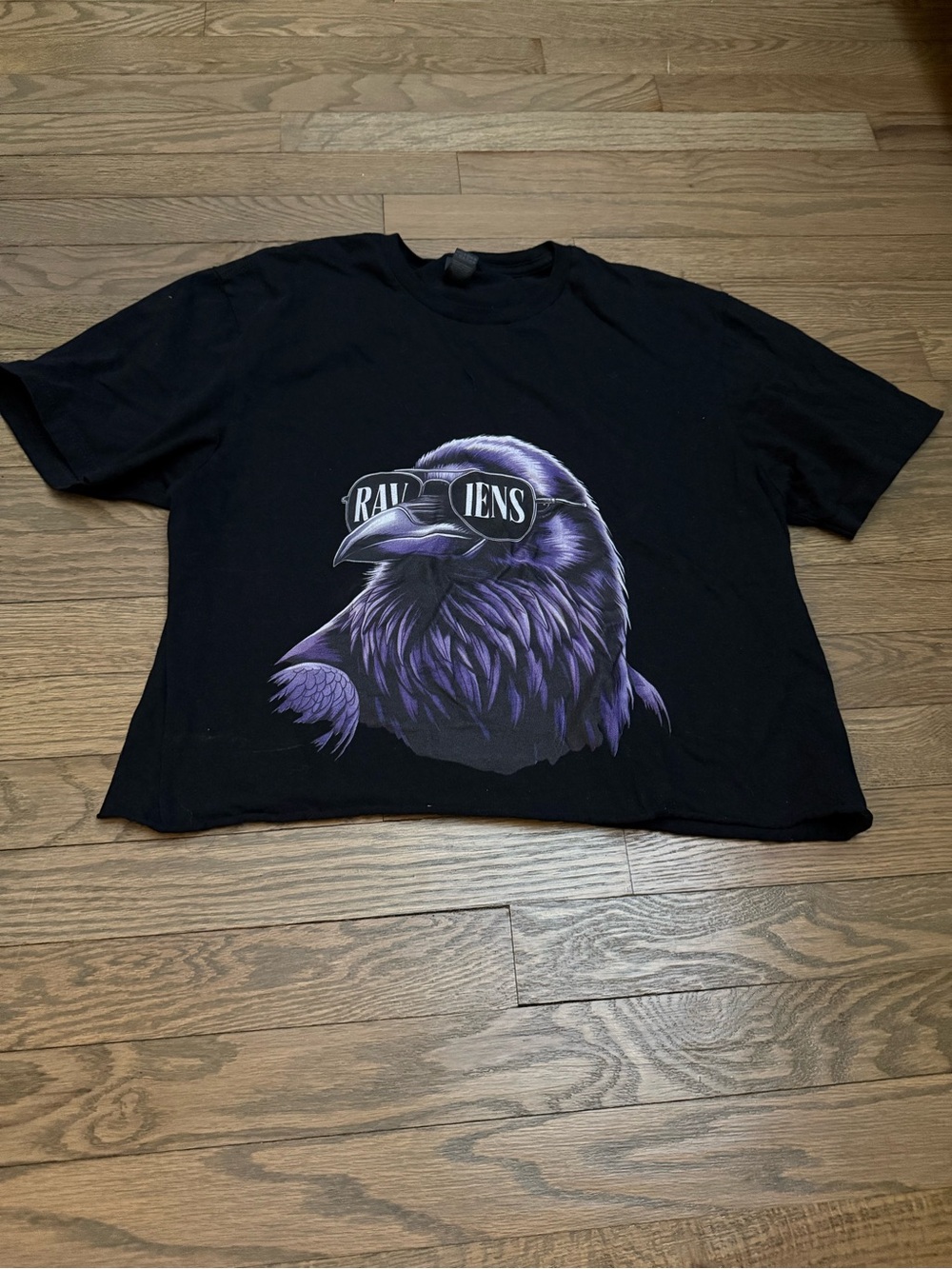 Black Tee with Purple Raven Graphic